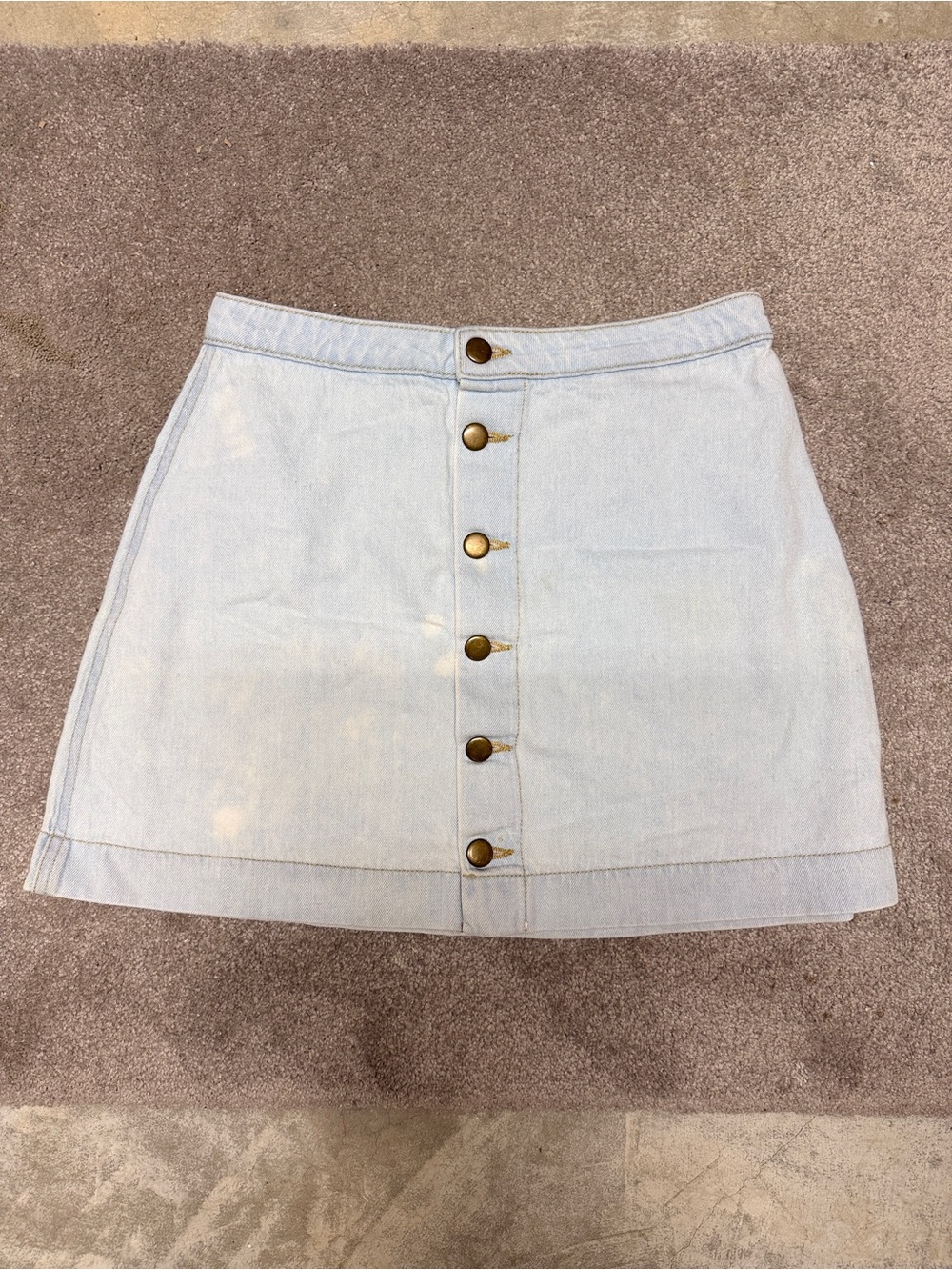 Vintage American Apparel Light Wash Denim Button Front Mini Skirt Size M